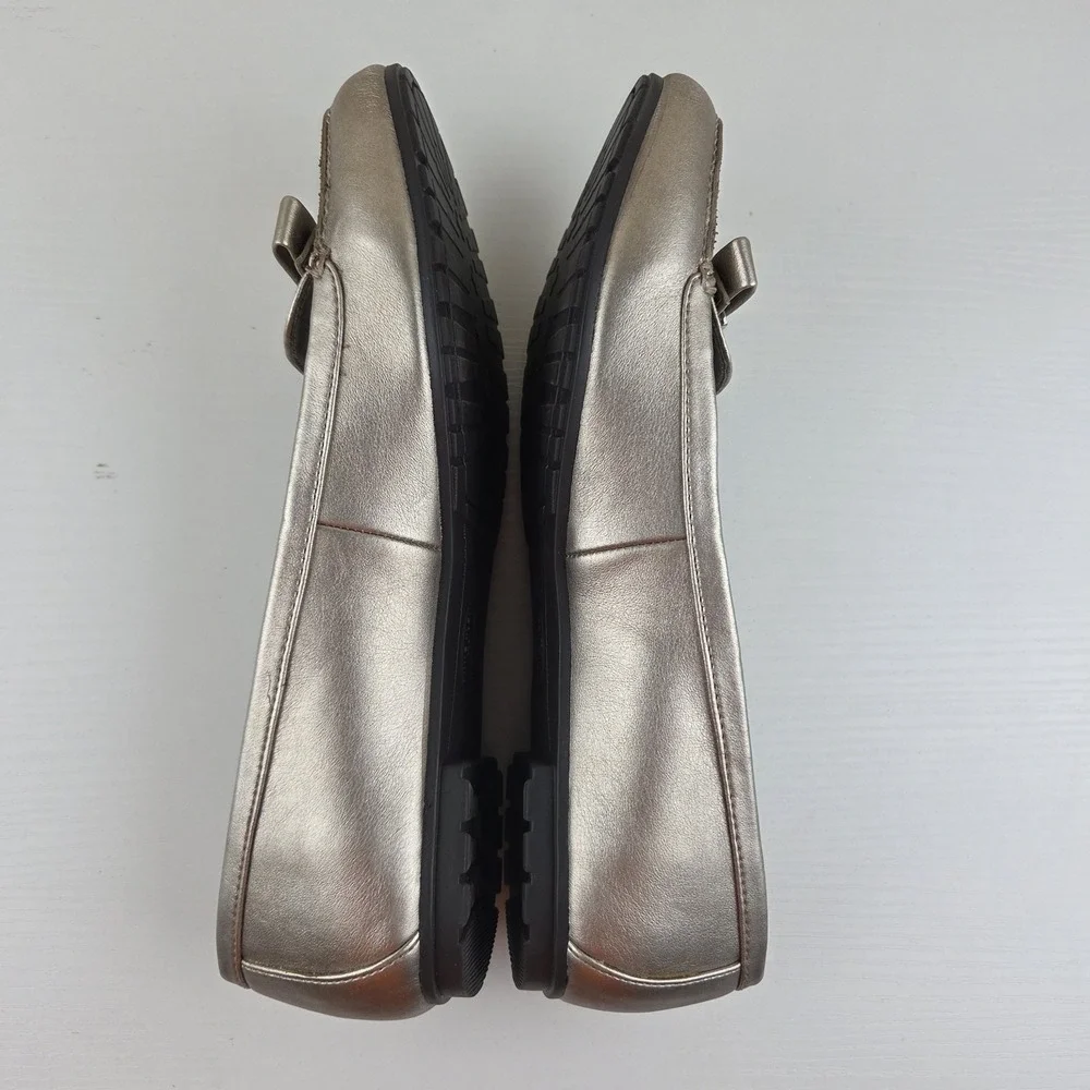 Anne Klein Jaren Gold Metallic Faux‎ Leather iFlex Loafers Women's Size 8.5 M